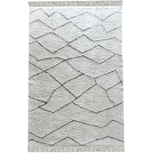 Ahun Table Tufted Ivory & Charcoal Pattern 160x230cm Cotton Rug