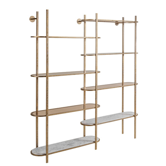 Belvedere Aged Gold Shelving Unit