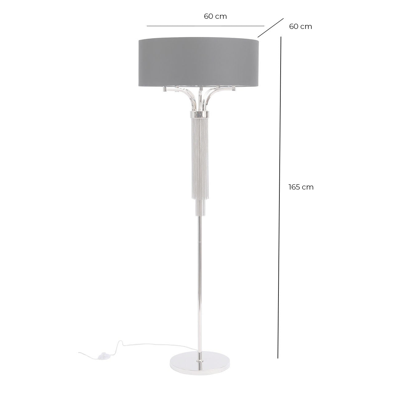 Langan Floor Lamp In Nickel With Black Shade E14 40W