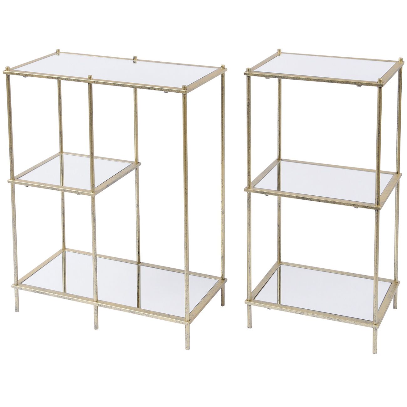 Mylas Three Tier Shelving Unit With Mirrored Panels