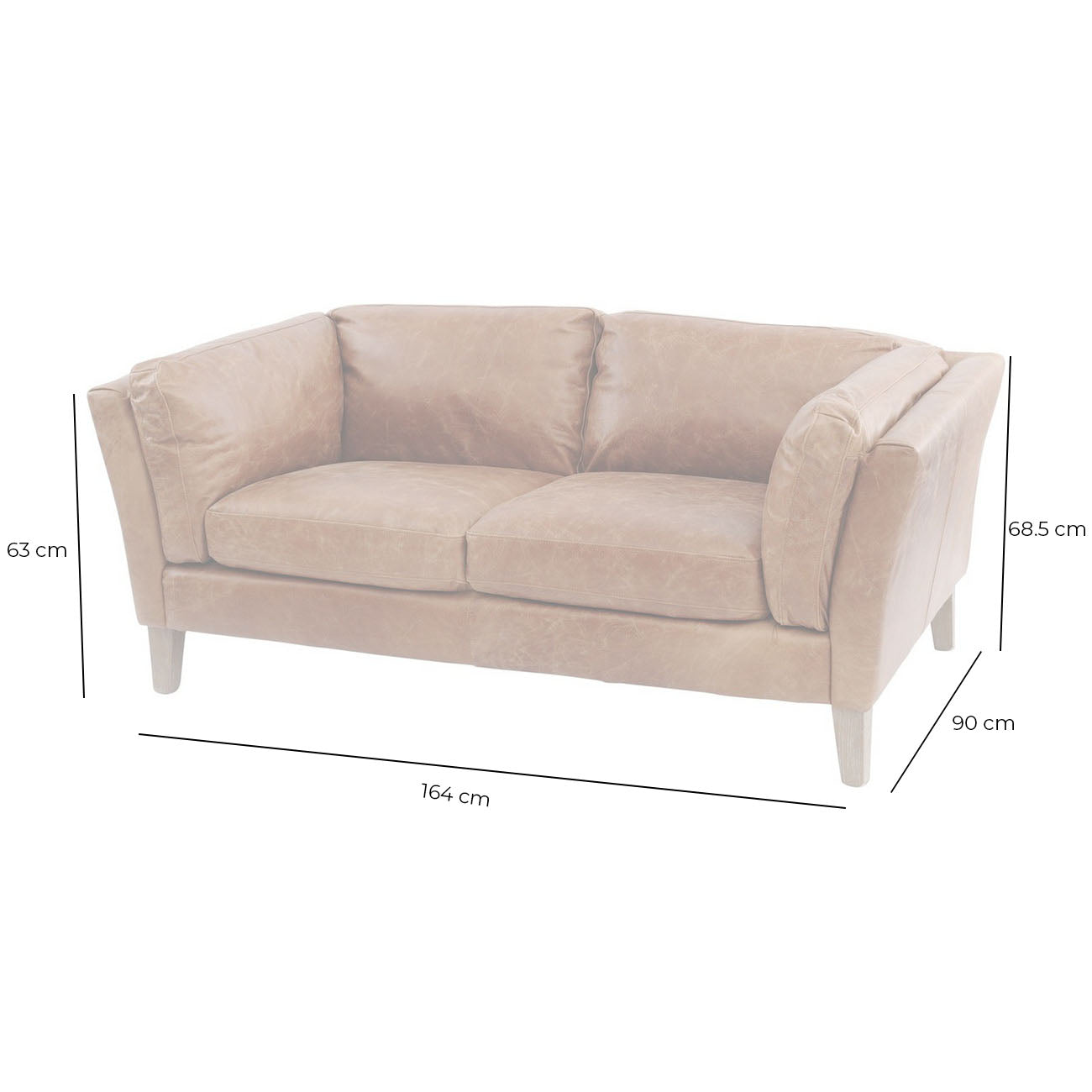 Botanical Tan Leather Two Seater Sofa