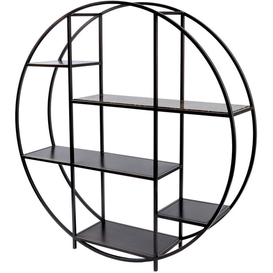 Fitzroy Bronze Emperador Marble Circular Shelving Unit