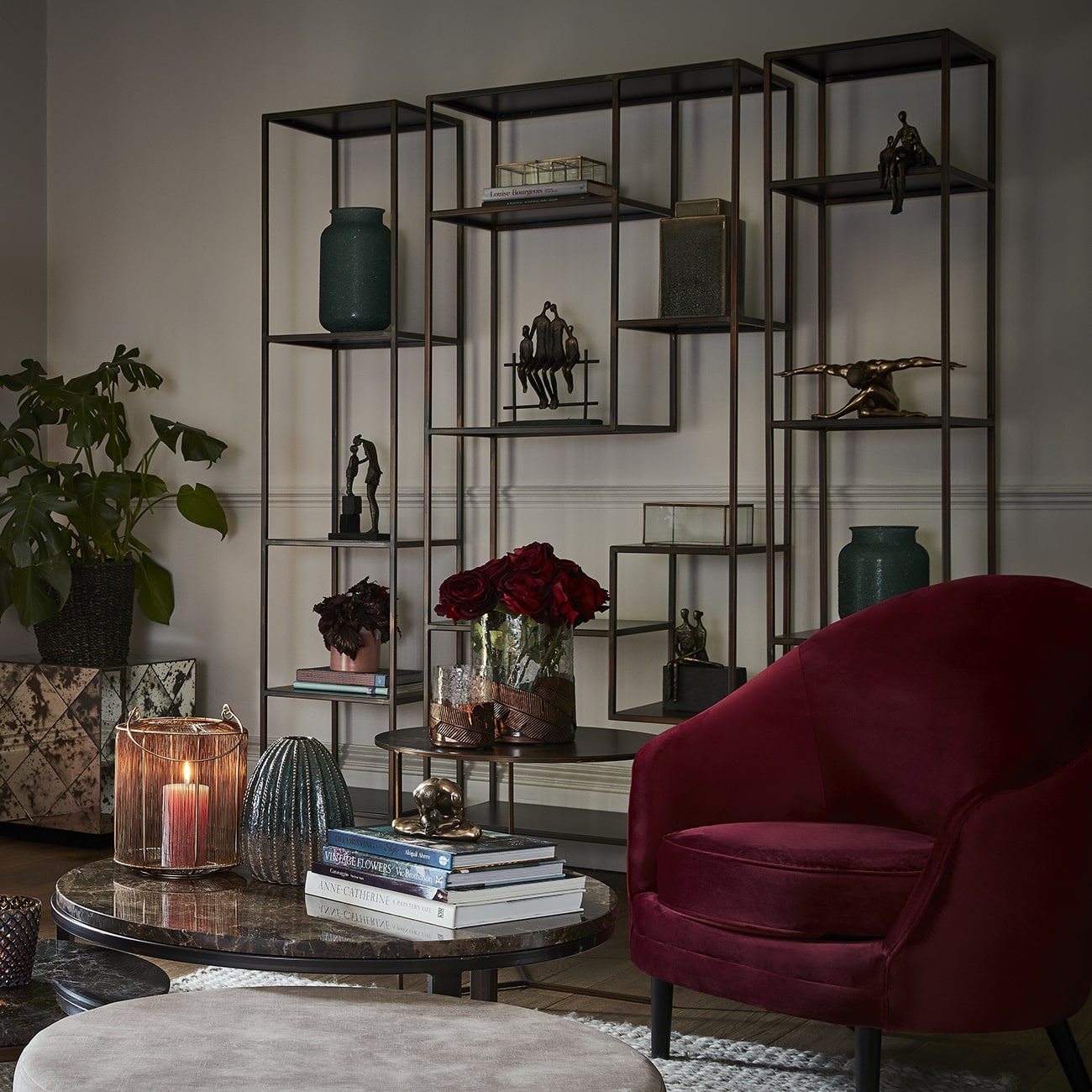 Fitzroy Bronze Narrow Modular Shelving Unit Left