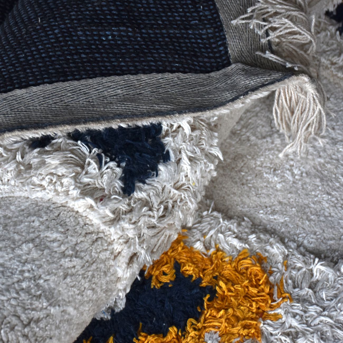 Anso Table Tufted Ivory & Multi Colour Pattern 160x230cm Cotton Rug