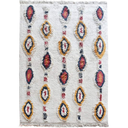 Anso Table Tufted Ivory & Multi Colour Pattern 160x230cm Cotton Rug