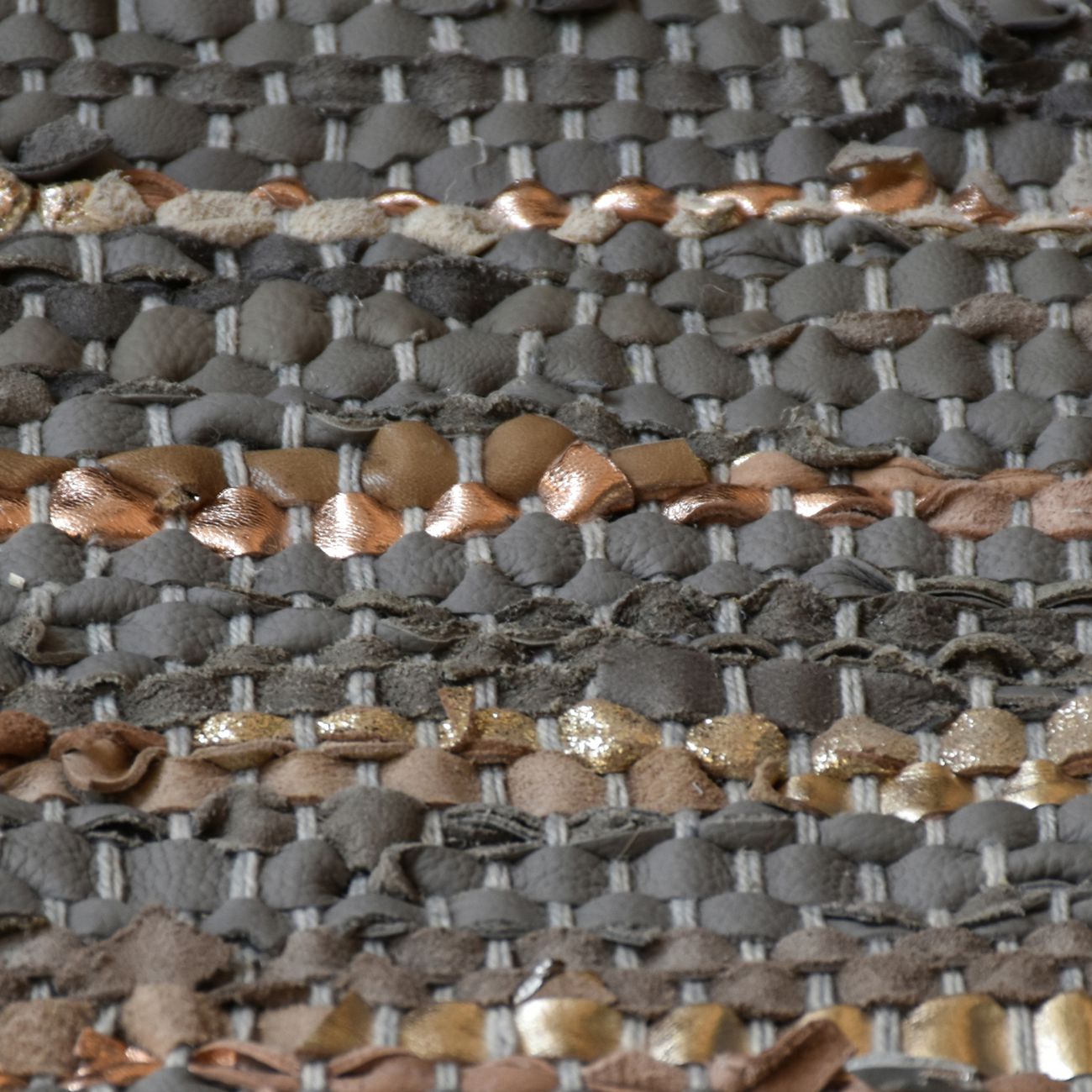 Ayana Hand Woven Pit Loom Grey Pattern 160x230cm Leather Rug