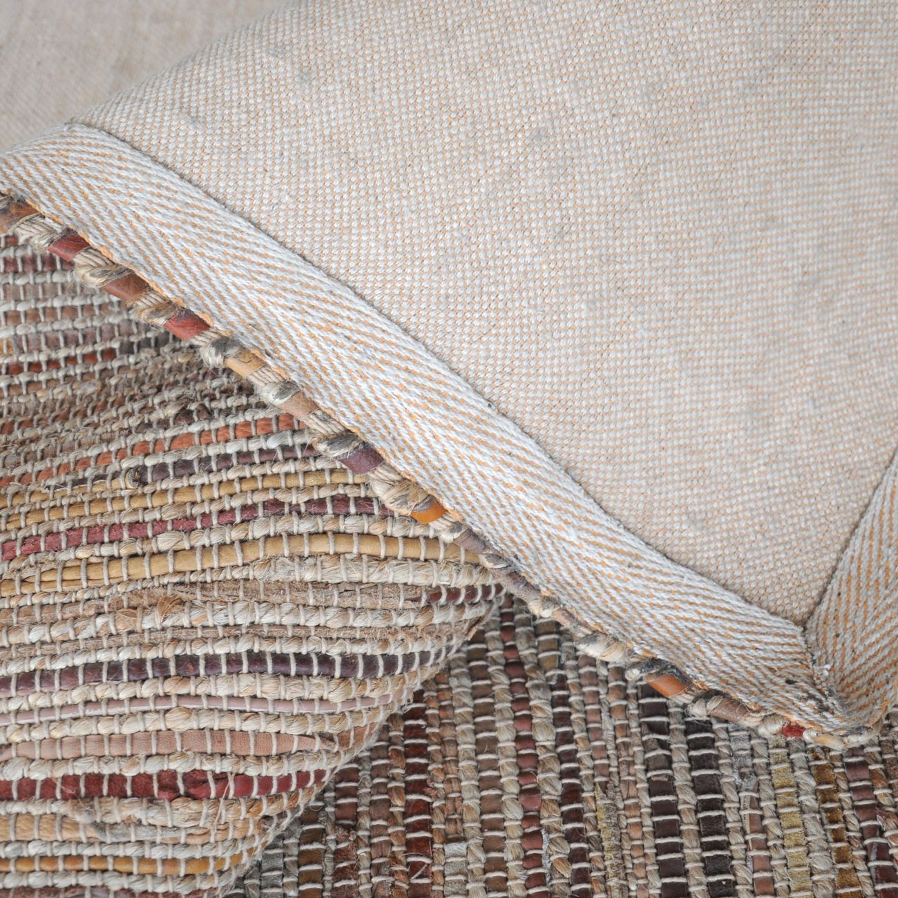 Spica Hand Woven Pit Loom Camel 160x230cm Recycled Leather Rug