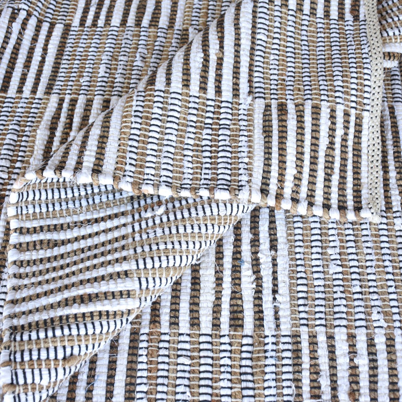 Rodeo Hand Woven Pit Loom Ivory & Natural 160x230cm Hemp Rug