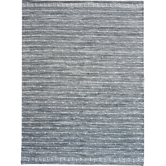 Igli Hand Woven Pit Loom Charcoal & Ivory 160x230cm Wool Rug