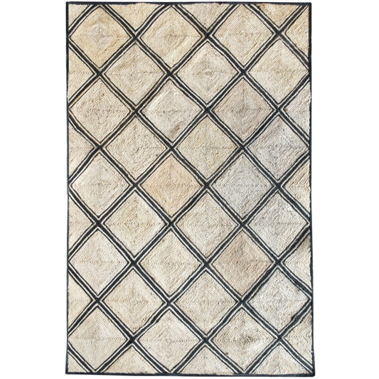 Menzel Hand Made Stiching Natural & Charcoal 160x230cm Hemp Rug