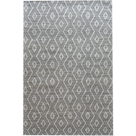 Missour Jacquard Dury Charcoal & Natural Pattern 160x230cm Hemp Cotton Rug