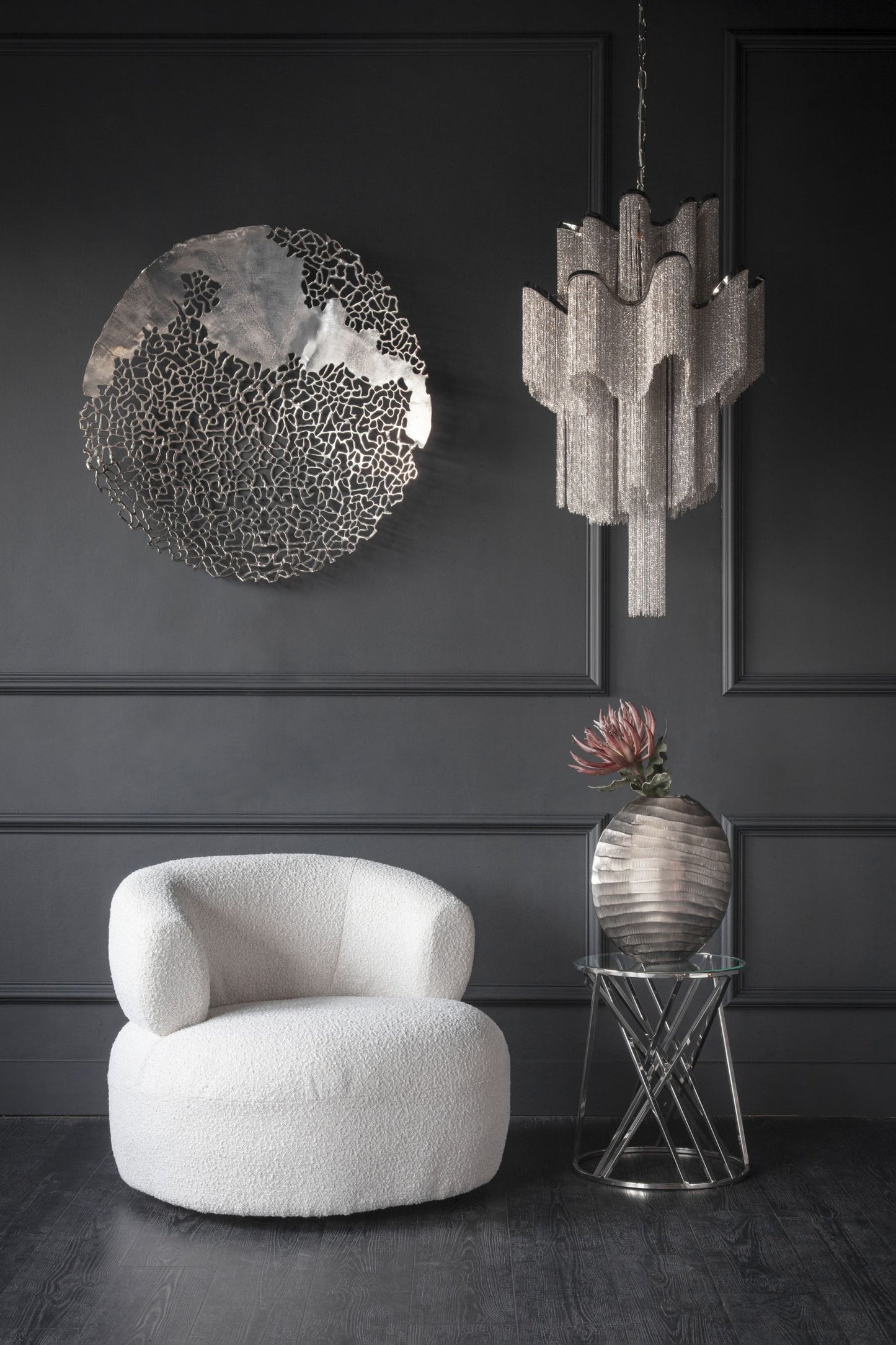 Niagara Silver Chain 12 Light Pendant Lamp Medium