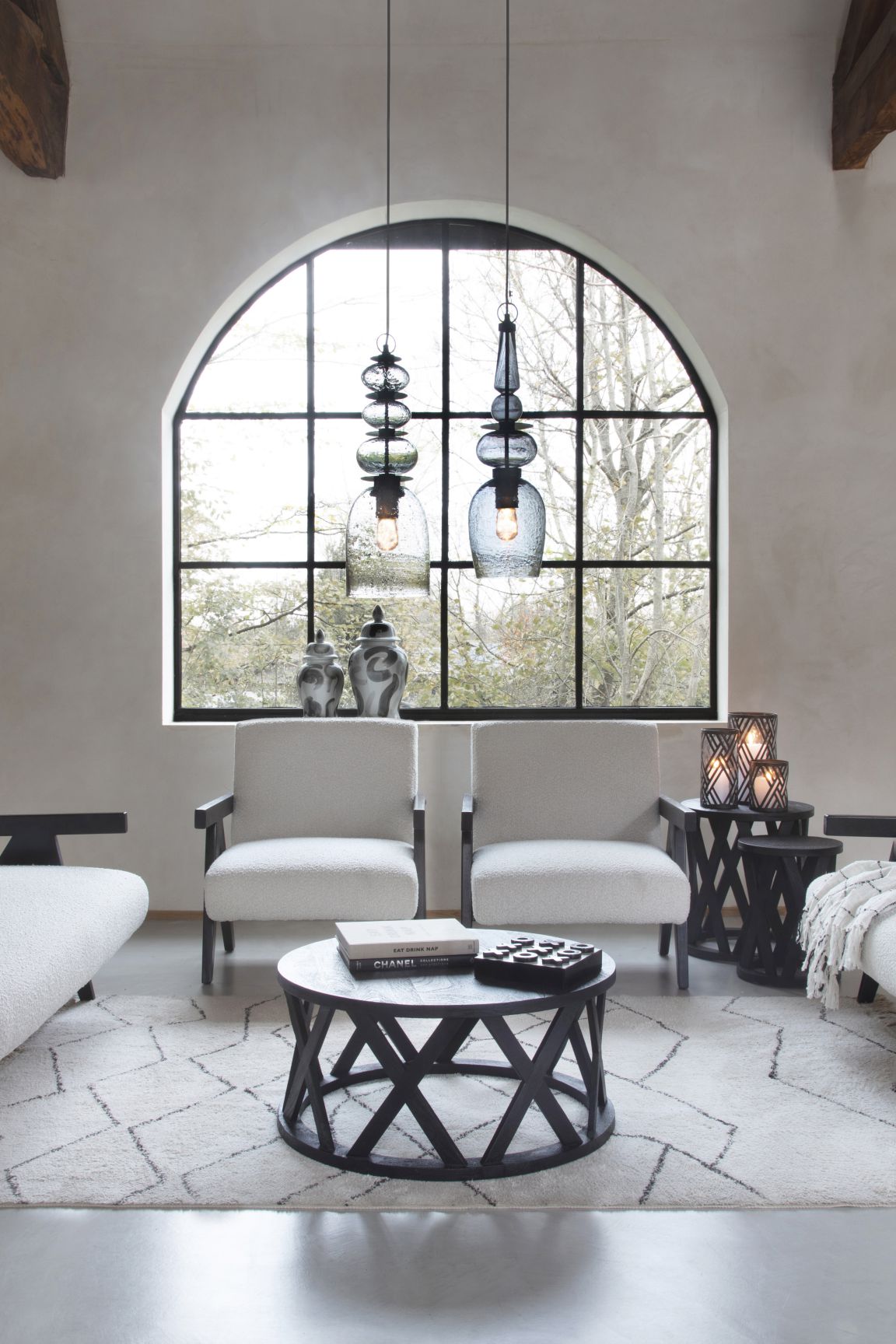 Astro Lunar Pendant in Clear Bubbled Glass