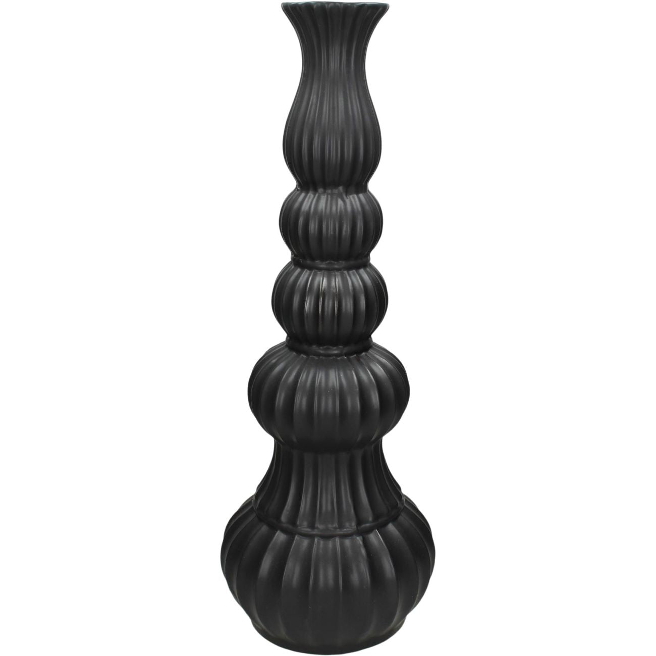 Black Bolbous Earthenware Vase Large
