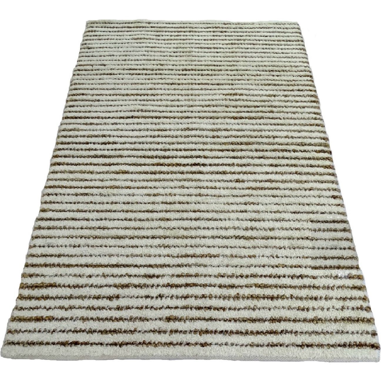 Striped Wool Rug In Ivory And Natural 180 x 120 cm