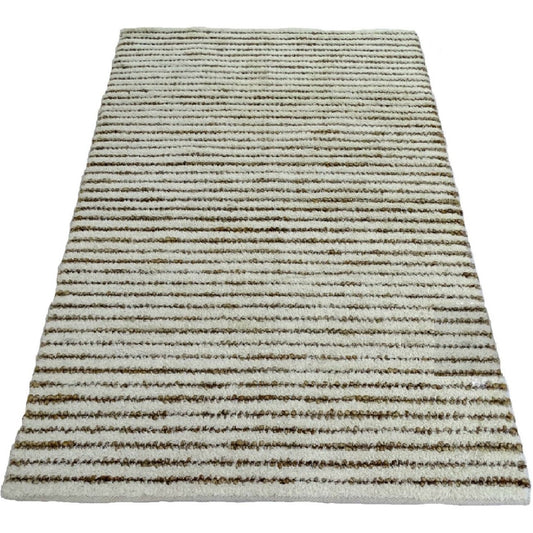 Striped Wool Rug In Ivory And Natural 180 x 120 cm