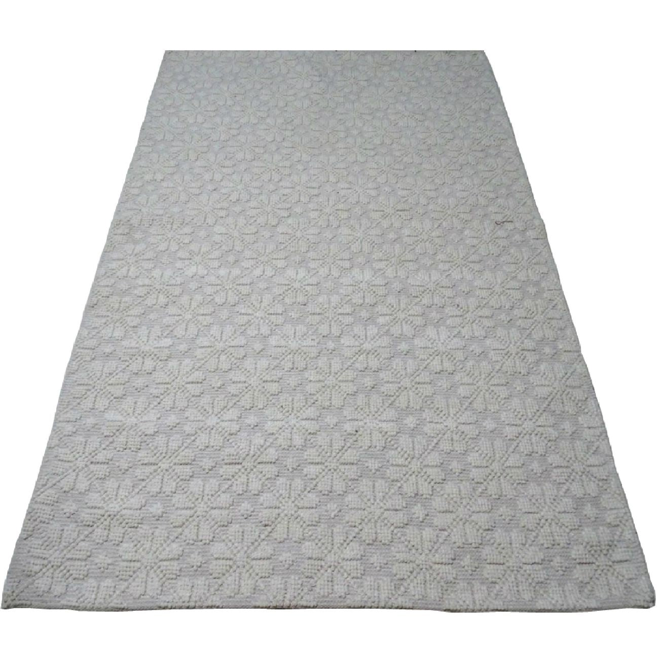 Flower Patterned Wool Rug In Ivory And Beige 230 x 160 cm