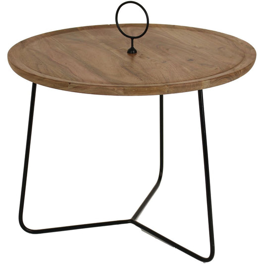 Acacia Wood Table With Black Metal Frame, Large