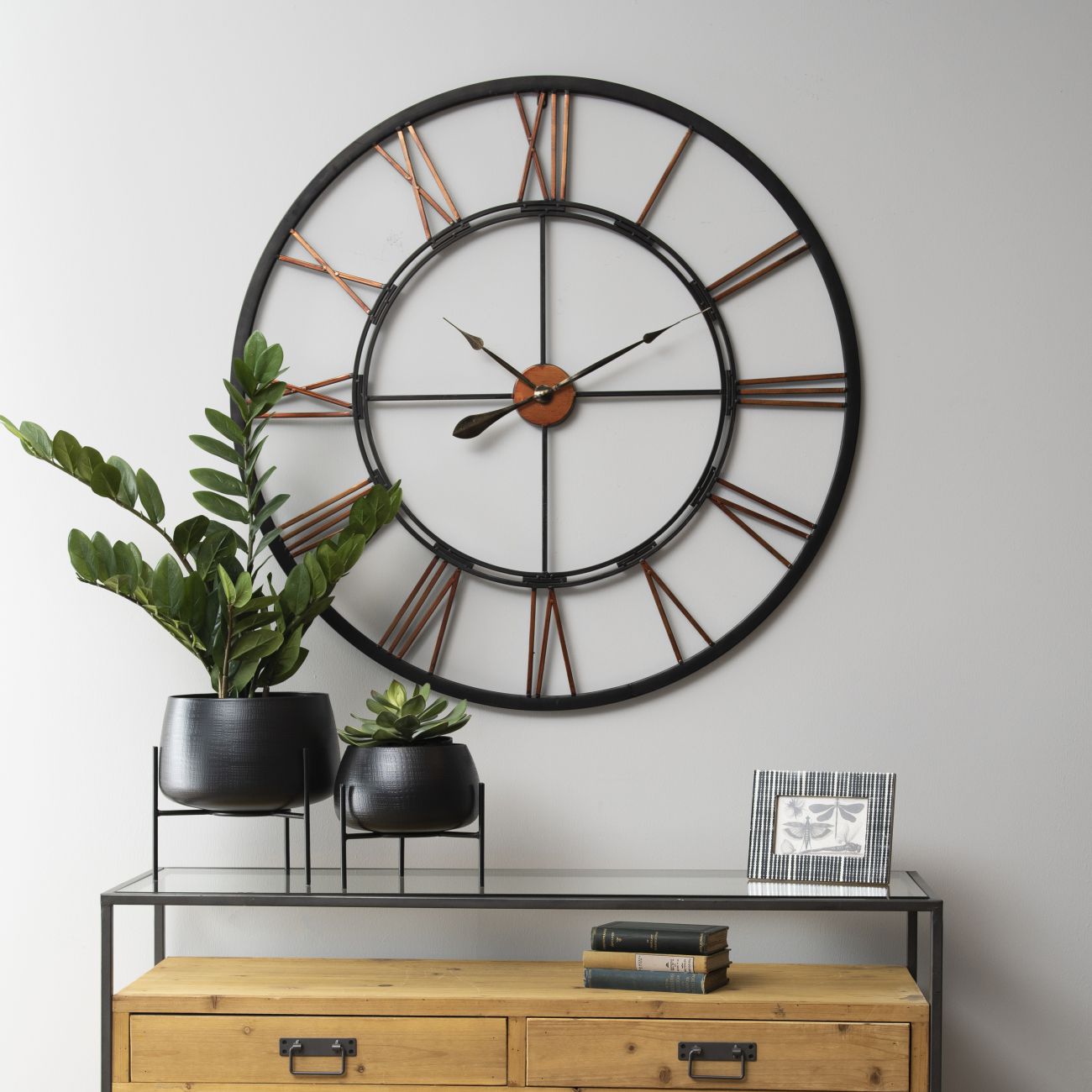 Oversized Metal Skeletal Wall Clock