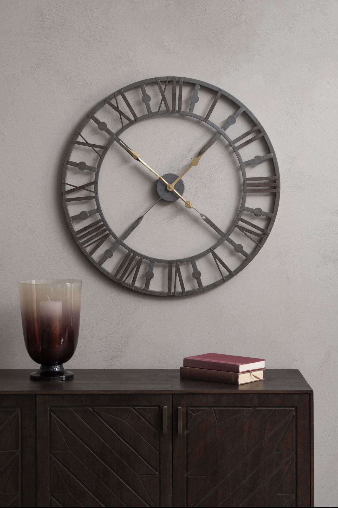 Antique Grey Skeleton Wall Clock