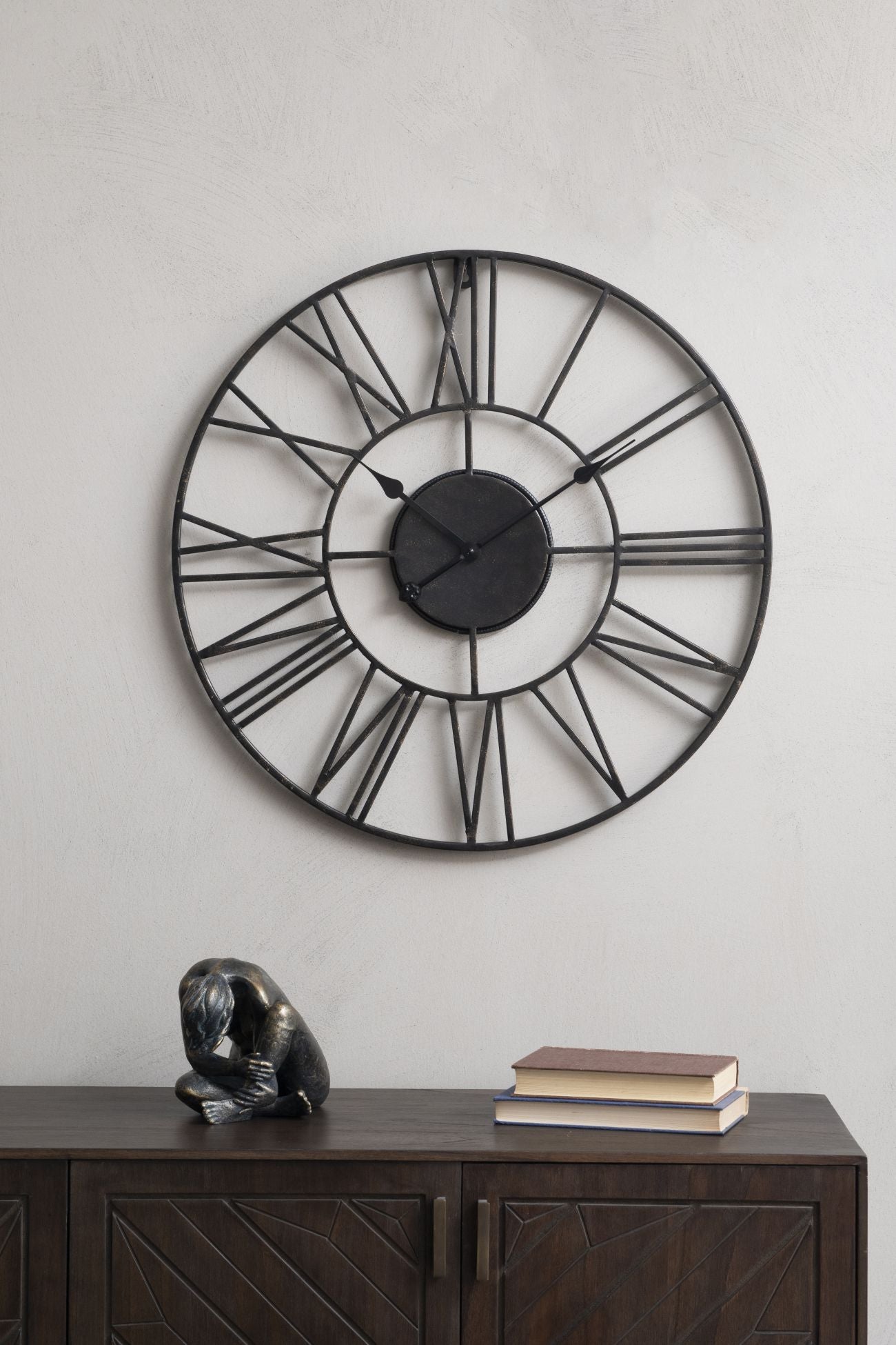 Antique Black Skeletal Wall Clock