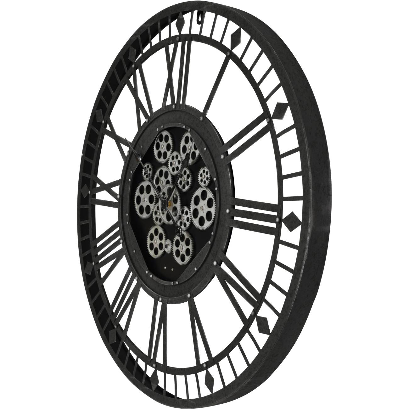 Gibbons grey skeleton 90cm moving cog clock