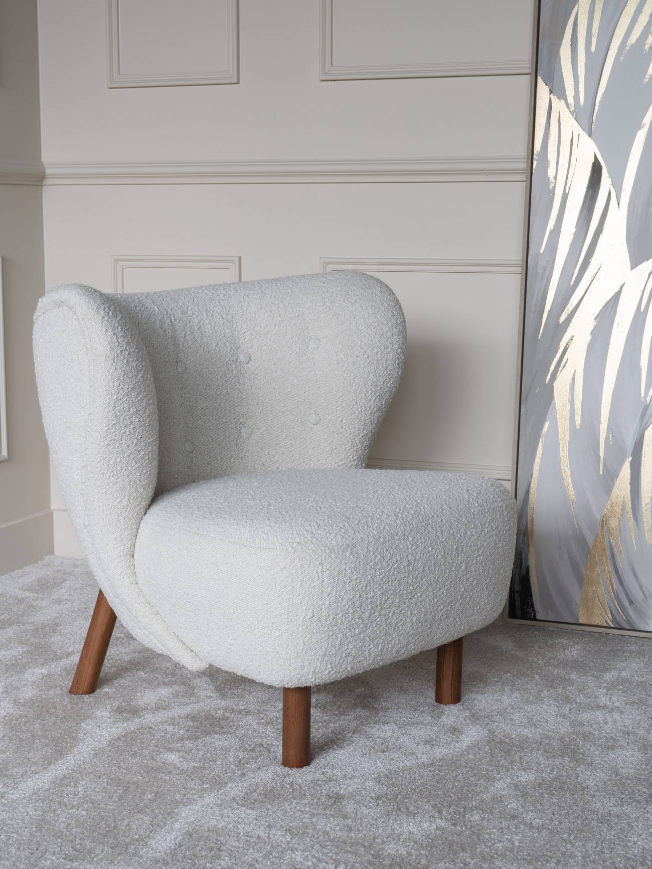 Lewis Wingback Occasional Chair Cream Boucle