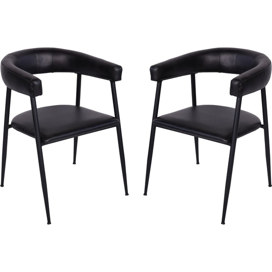 Pair of Churchill Leather Dining Chairs in Charcoal