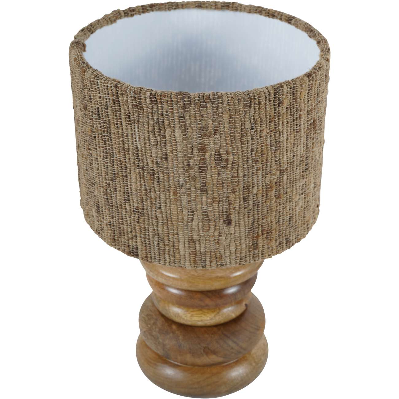 Leon Solid Wood Table Lamp with Silk Jute Shade Small