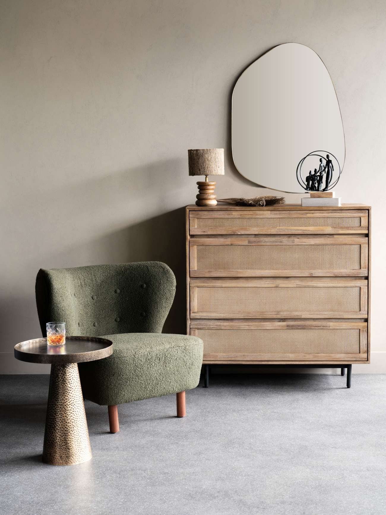 Leon Solid Wood Table Lamp with Silk Jute Shade Small