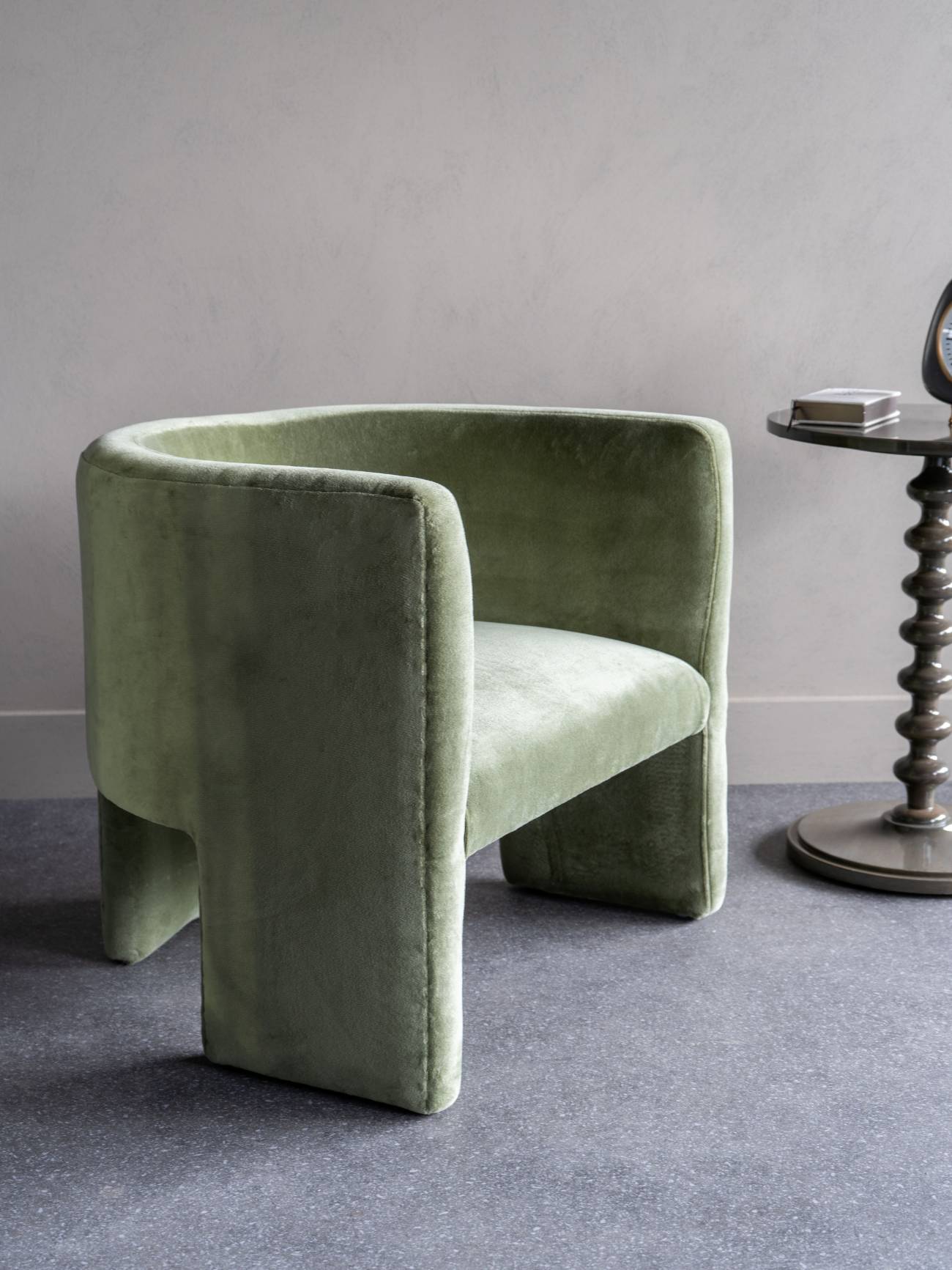 Green Velvet Tri-Leg Chair