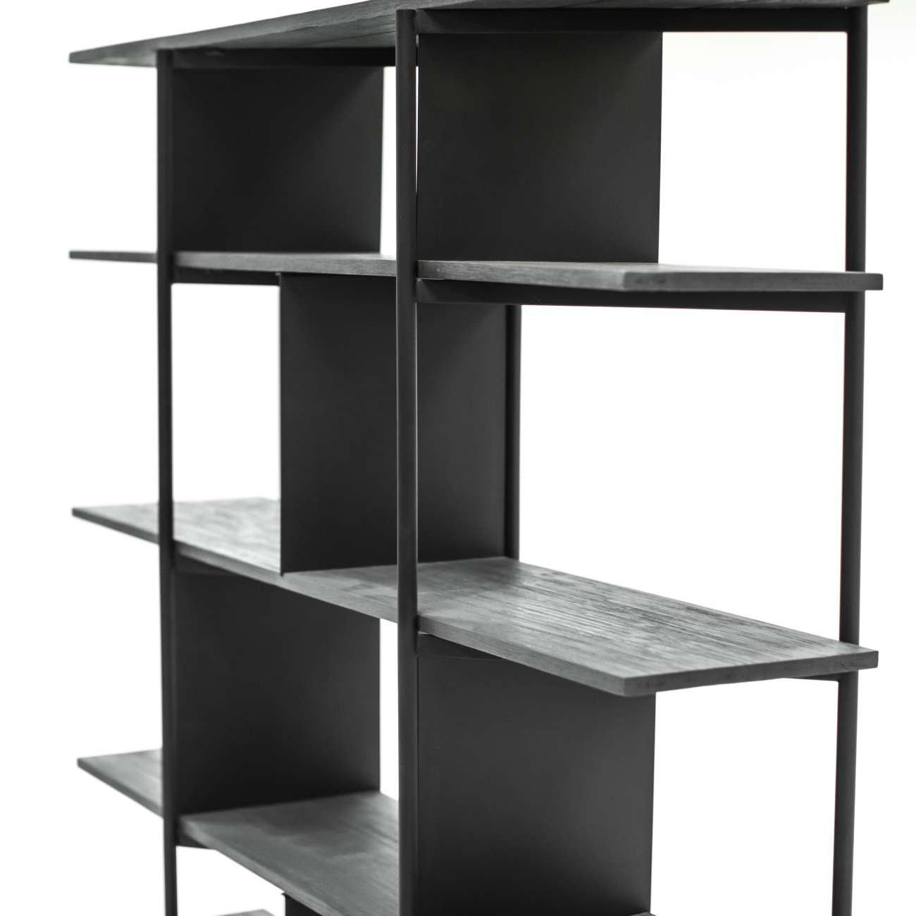 Bronks Black Acacia Bookcase Shelving Unit