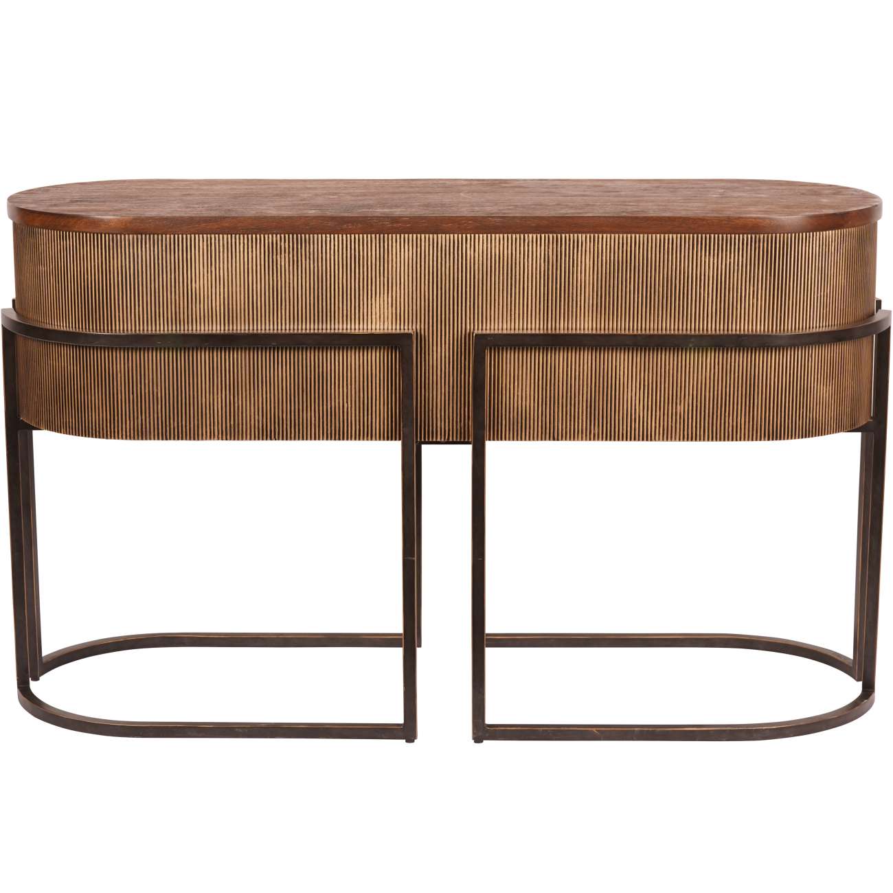 Hunter Corrugated Antique Gold Console Table