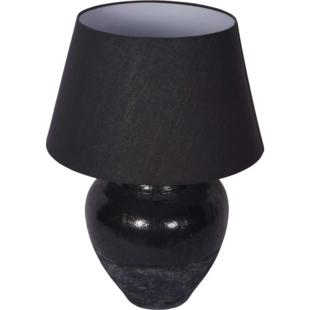 Skyline Black Terracotta Table Lamp with Shade, Large E27 LED GLS