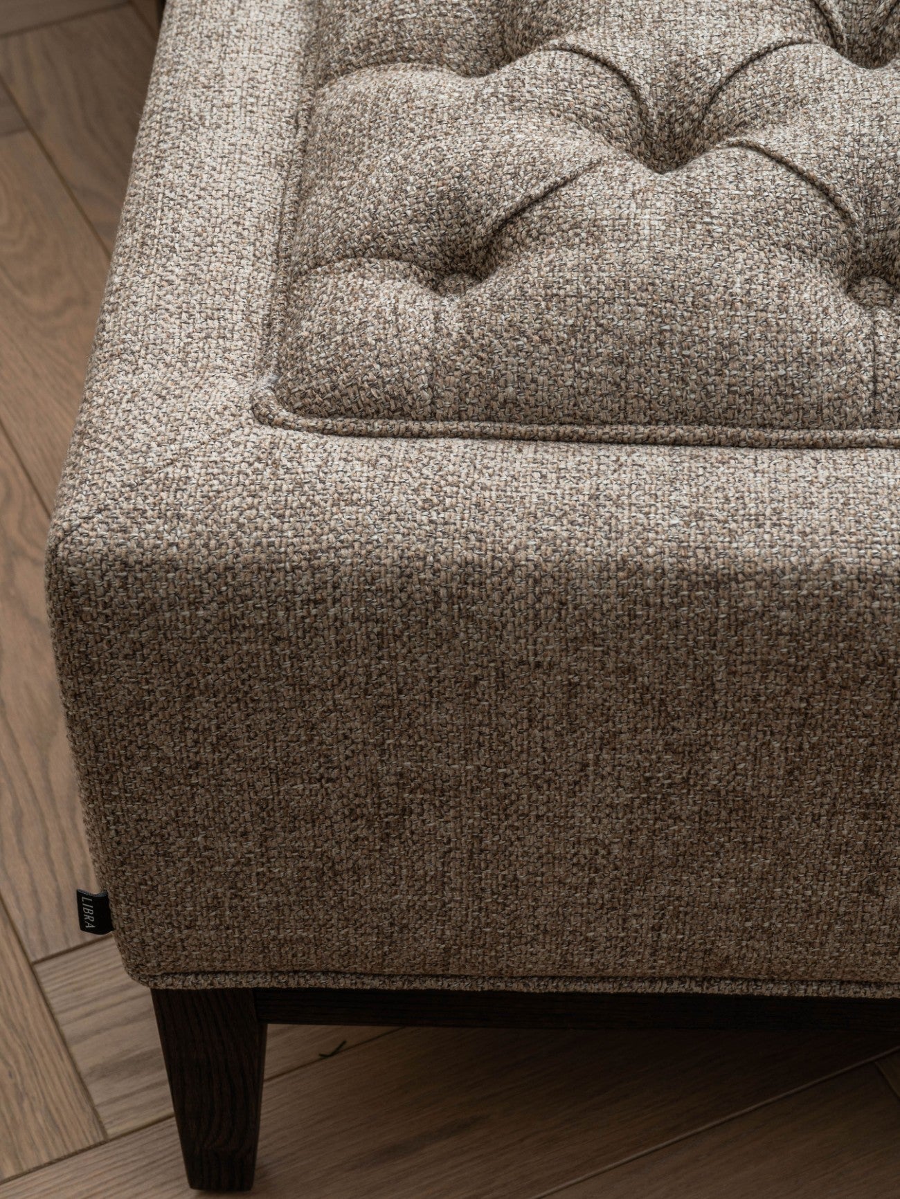 Theodore Buttoned Stool Dark Taupe