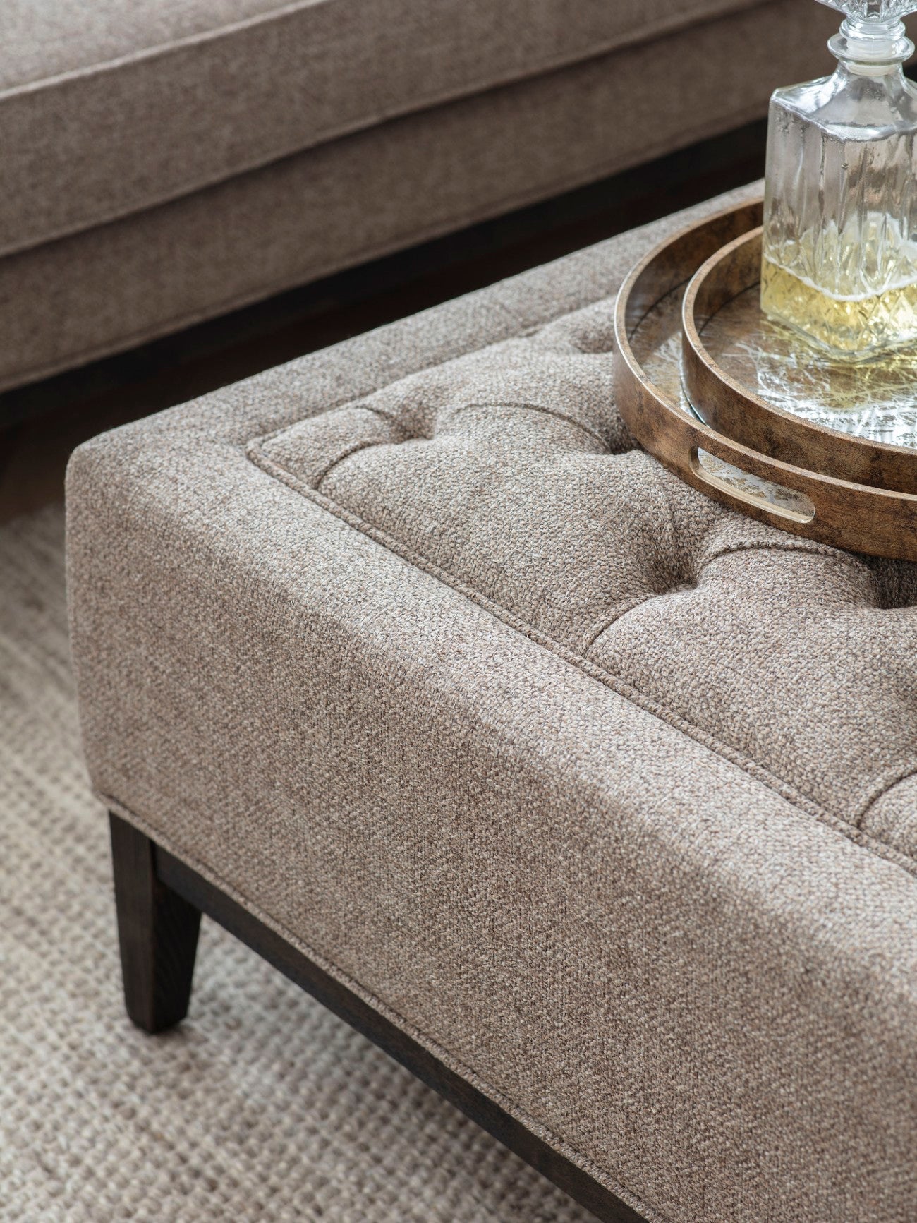 Theodore Buttoned XL Ottoman Dark Taupe