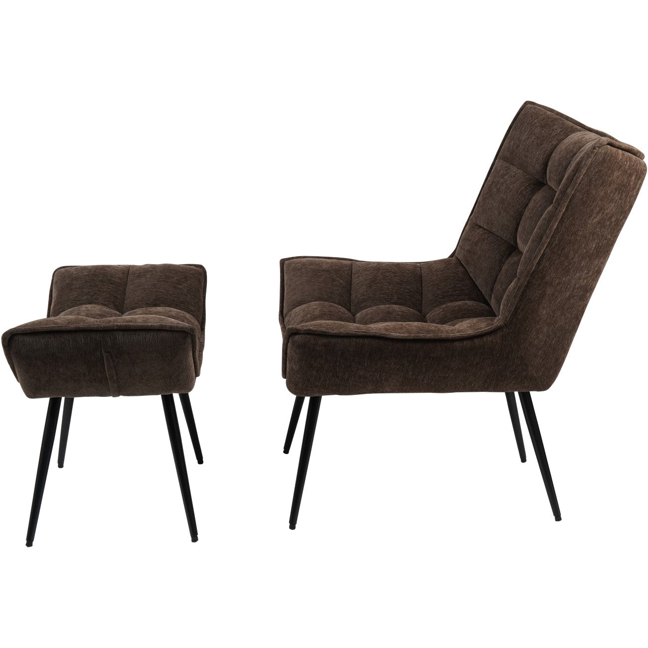 Chrishall Occasional Chair with Footstool in Brown Velour
