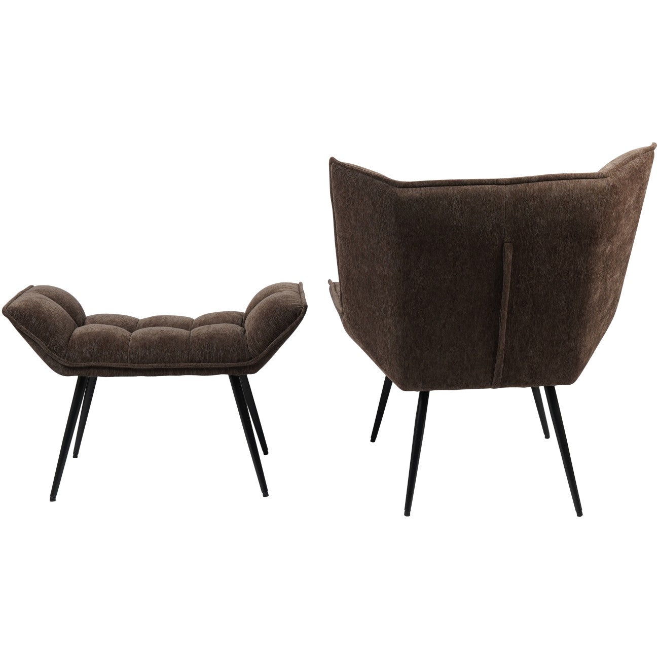 Chrishall Occasional Chair with Footstool in Brown Velour