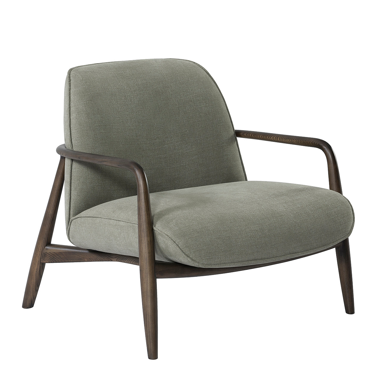 Egerton Occasional Chair With Wooden Arms Green Fabric