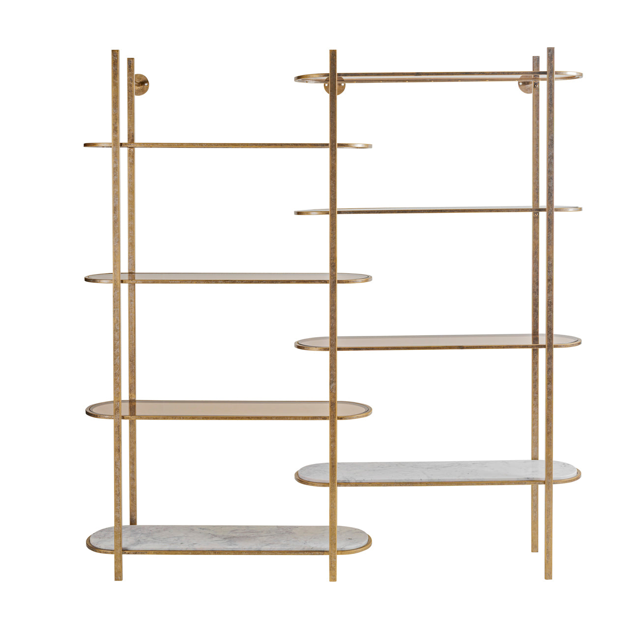 Belvedere Aged Gold Shelving Unit
