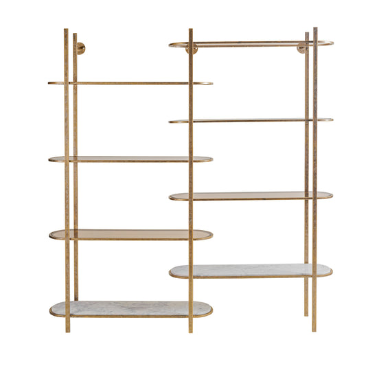 Belvedere Aged Gold Shelving Unit