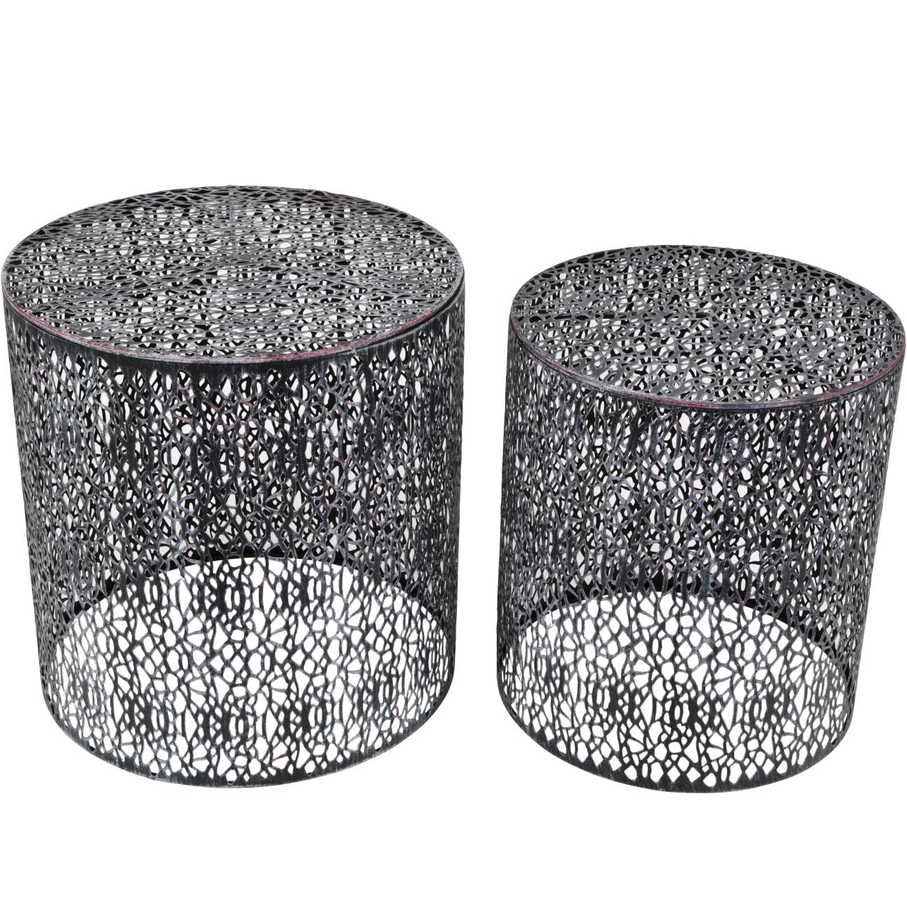 Caprio Set Of Two Nesting Side Tables with Antique Grey Finish