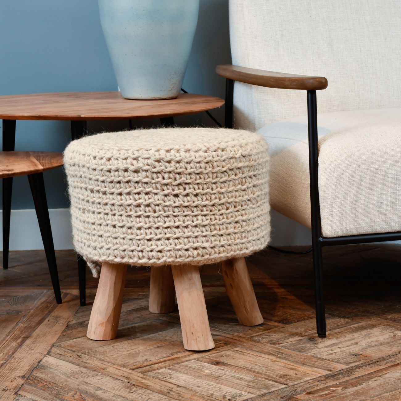 Nomad Natural Knitted Stool