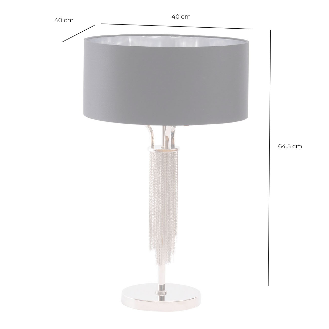 Langan Table Lamp In Nickel With Black Shade E27 60W