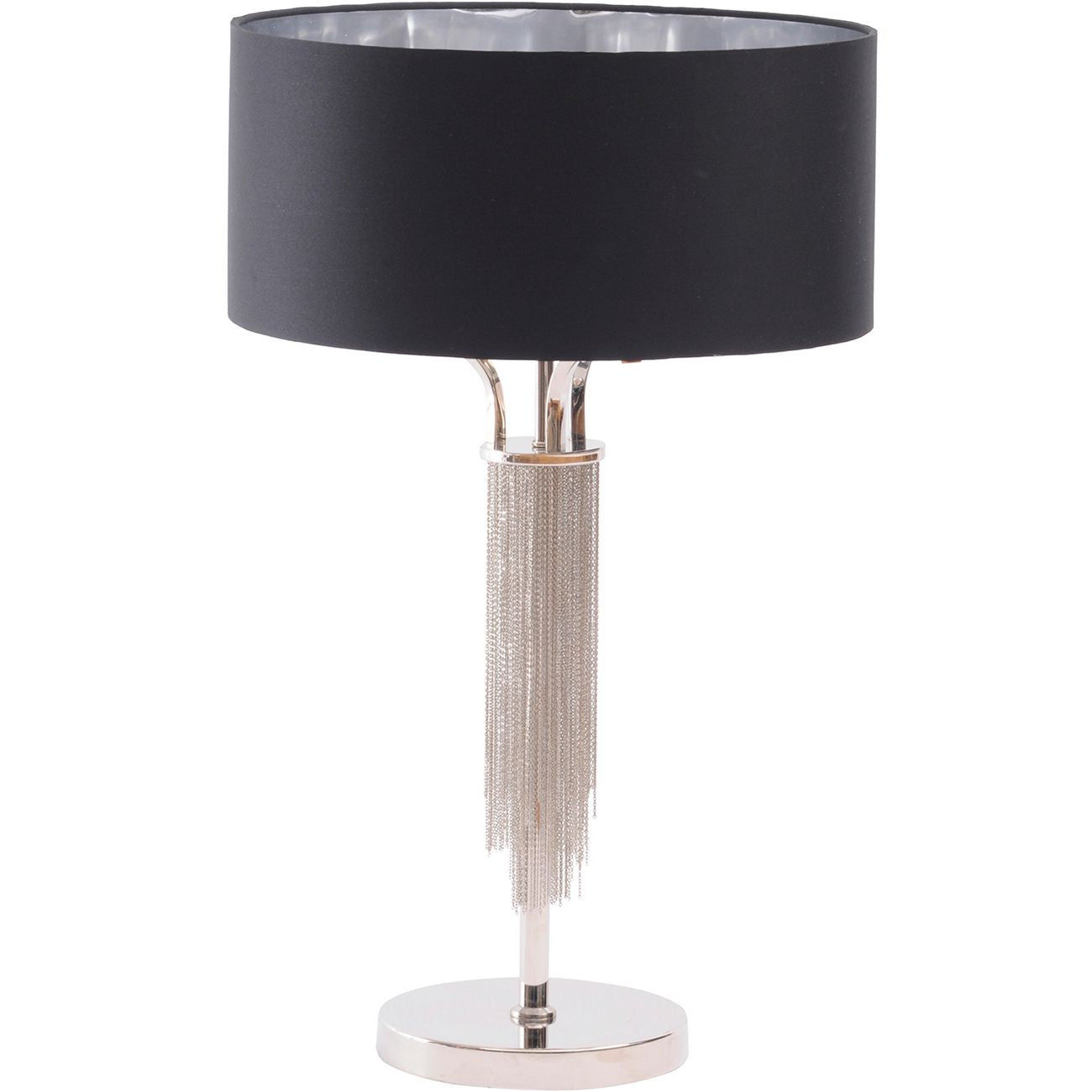 Langan Table Lamp In Nickel With Black Shade E27 60W