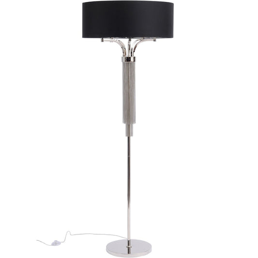 Langan Floor Lamp In Nickel With Black Shade E14 40W