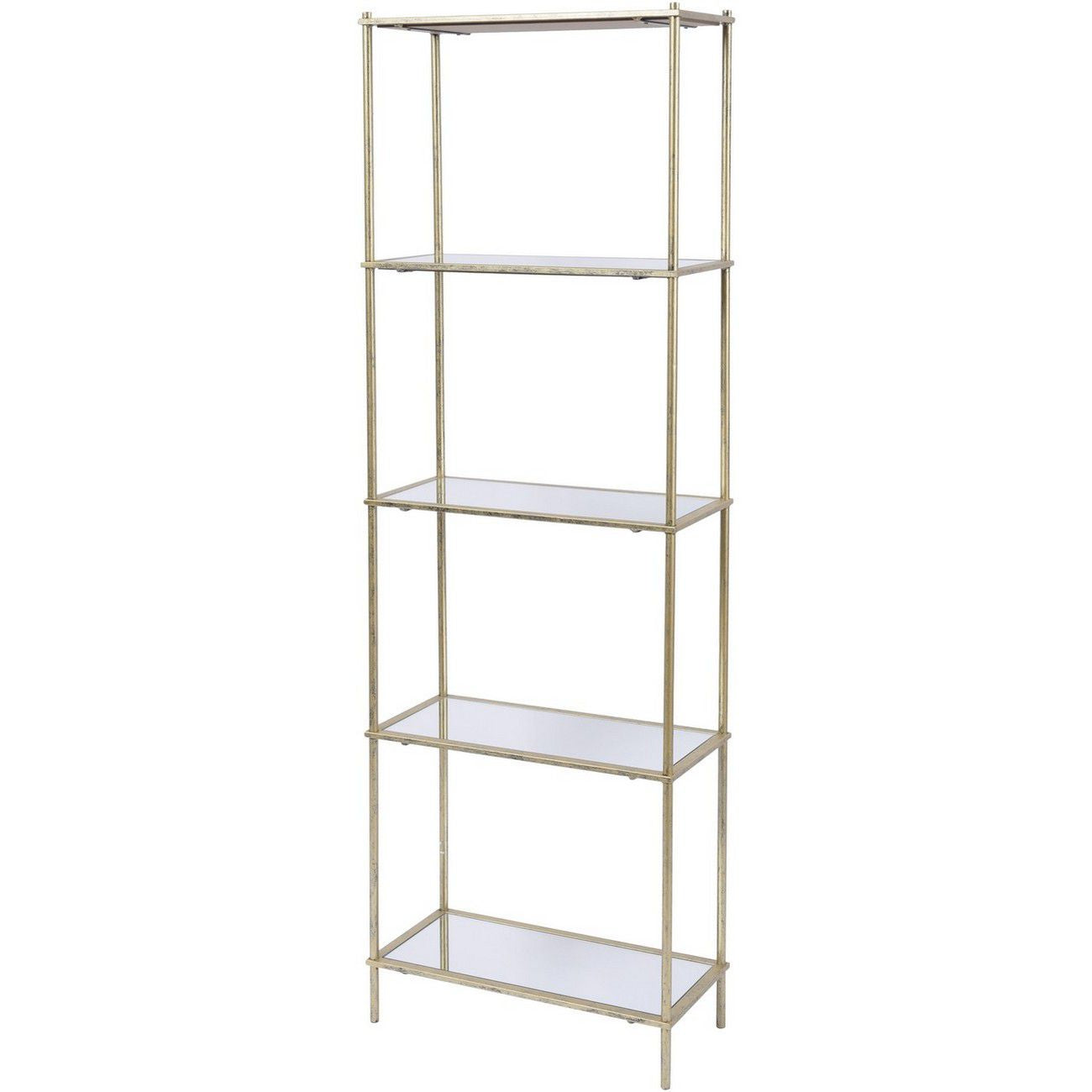 Mylas Five Tier Shelving Unit With Mirrored Panels