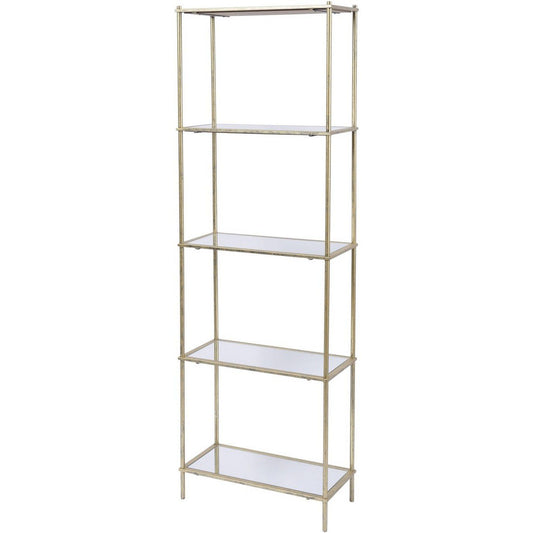 Mylas Five Tier Shelving Unit With Mirrored Panels