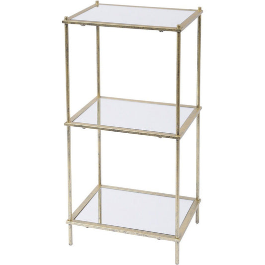 Mylas Three Tier Shelving Unit With Mirrored Panels