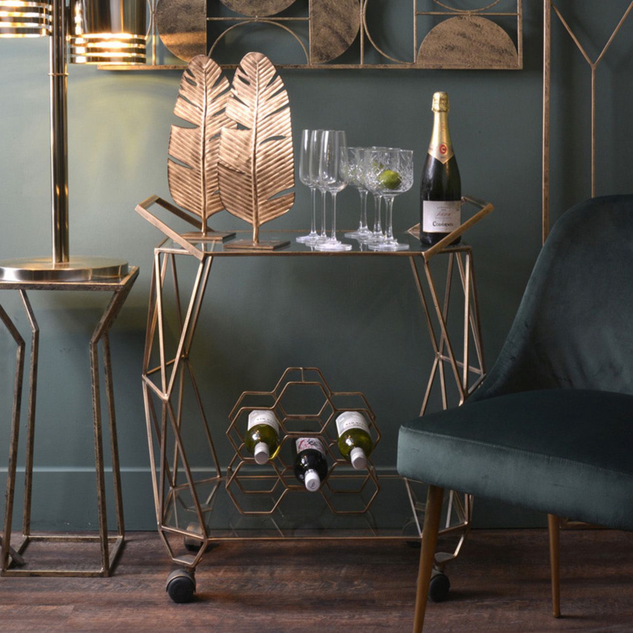 Mylas Small Square Side Table With Mirrored Top